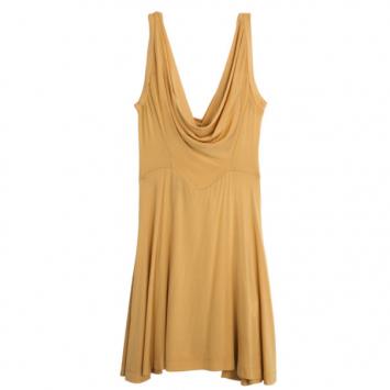 Just Cavalli Yellow Gold Draped Dress M