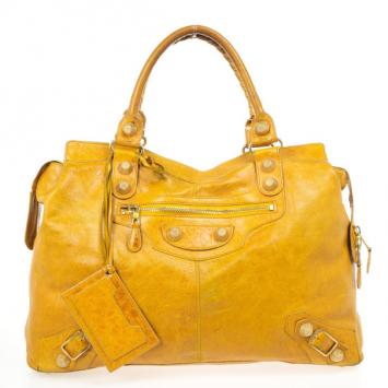 Balenciaga Giant Yellow Velo Leather Satchel