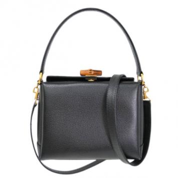Gucci Black Leather Bamboo Turn Lock Crossbody