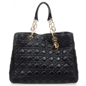 Christian Dior Black Cannage Quilted Coated Canvas Panarea Medium Tote Bag
