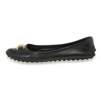 Louis Vuitton Black Leather Oxford Ballet Flats Size 39