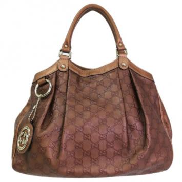 Gucci Medium GG Leather Bronze Sukey Tote