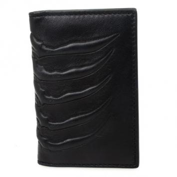 Pre Owned Alexander McQueen Black Spine-Embossed Credit Card Holder
