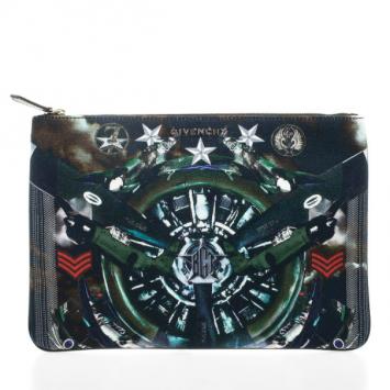 Givenchy Fighter Plane and Stars-Print Canvas Clutch