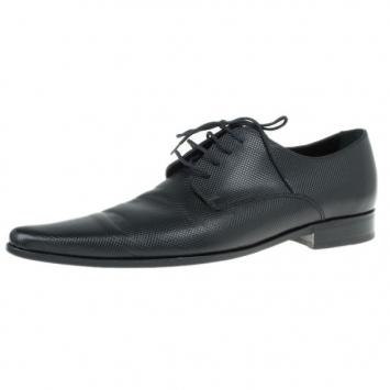 Pre Owned Dolce and Gabbana Black Embossed Leather Pointed Toe Oxfords Size 41