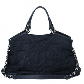 Chanel Black Leather Iridescent Sea Hit Tote