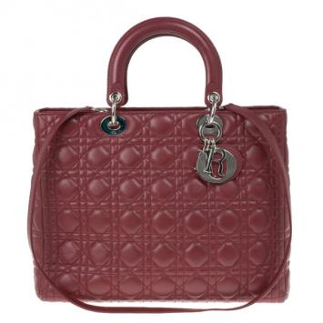 Dior Dark Red Leather Large Lady Dior