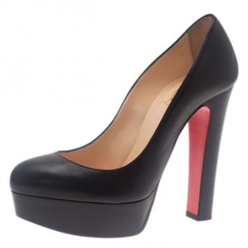 Christian Louboutin Black Leather Bibi Platform Pumps Size 35.5