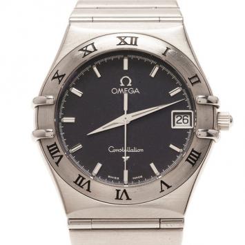 Omega Black Stainless Steel Constellation Women's Wristwatch 32MM