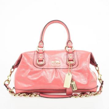 Coach Ashley Signature Pink Patent Leather Satchel 