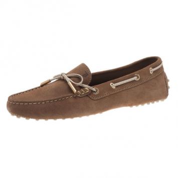 Tod's Brown Suede Bow Loafers Size 39.5