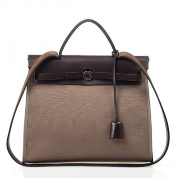 Pre Owned Hermes Brown Toile Herbag
