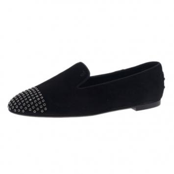 Tod's Black Suede Studded Smoking Slippers Size 39