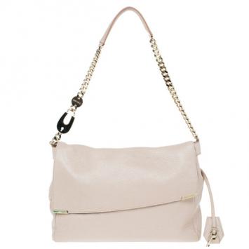 Jimmy Choo Beige Glitter Leather Ally Shoulder Bag