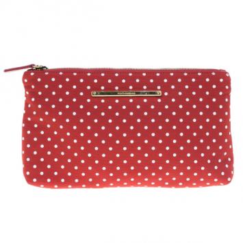 Dolce and Gabbana Red Fabric Polka Dot Clutch