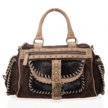 Just Cavalli Pony Hair and Suede Satchel