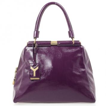 Yves Saint Laurent Purple Patent Majorelle Framed Satchel