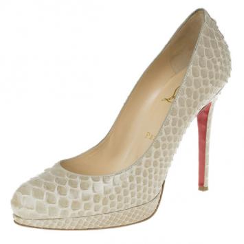Christian Louboutin Beige Python New Simple Pumps Size 38