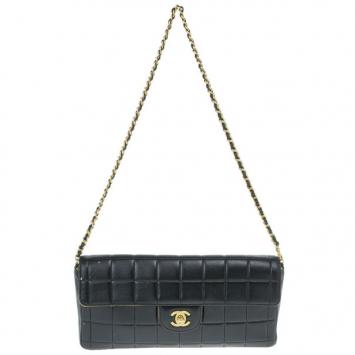 Chanel Black Leather Quilted Chocolate Bar East-West Flap Bag