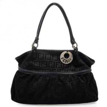 Fendi Large Black Suede Chef Zucca Tote