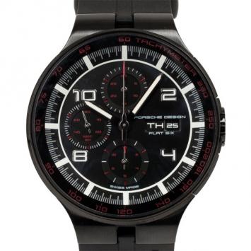 Pre Owned Porsche Design Black Stainless Steel P6360 Flat Six Mens Wristwatch 44 MM