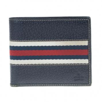 Pre Owned Gucci Signature Web Leather Men Bi-fold Wallet
