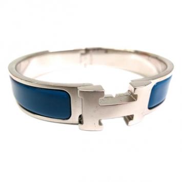 Hermes Clic Clac H Blue Enamel Palladium Bracelet PM