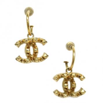 Chanel CC Logo Golden Hoop Earrings