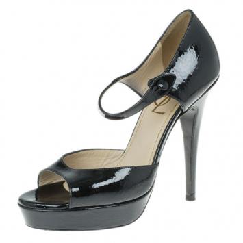 Saint Laurent Paris Black Patent Leather Mary Jane Pumps Size 35.5