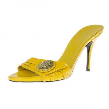 Gucci Mustard Patent Hysteria Slides Size 35.5