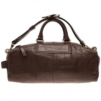 Givenchy Brown Croc Embossed Duffle Bag