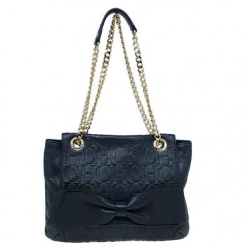 Carolina Herrera Black Leather Audrey Shoulder Bag