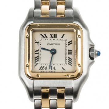 Cartier Cream 18K Yellow Gold and Stainless Steel Panthere Women's Wristwatch 22MM