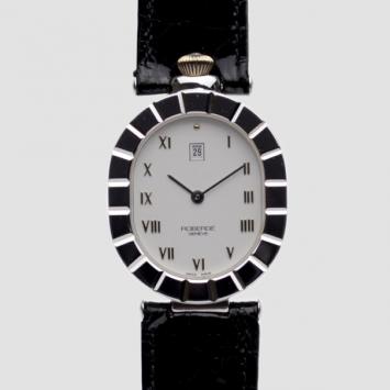 Robergé Andromede 18 K White Gold Leather Womens Wristwatch 28 MM 