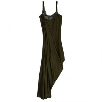 Vera Wang Silk Olive Green Dress L