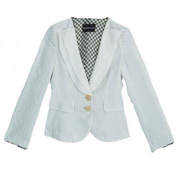 Emporio Armani White Floral Textured Jacket S