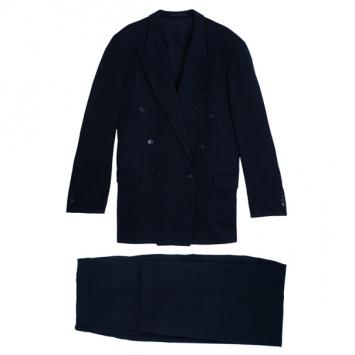 Pre Owned Saint Laurent Paris Navy Double Breasted Suit EU52