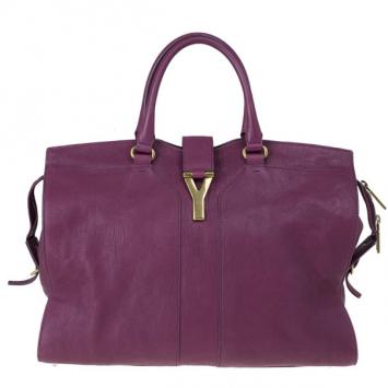 Saint Laurent Paris Purple Leather Cabas Chyc Satchel