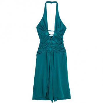 Tom Ford for Gucci Peacock Blue Corset Bodice Halter Dress M