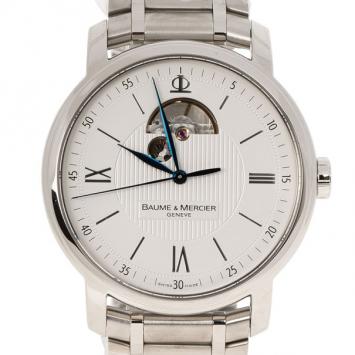 Pre Owned Baume & Mercier White Stainless Steel Classima Men's Wristwatch 42MM