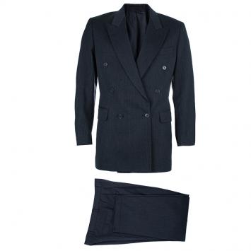 Pre Owned Saint Laurent Paris Double Breasted Charcoal Men's Suit EU52