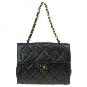 Chanel Black Lambskin Square Flap Bag