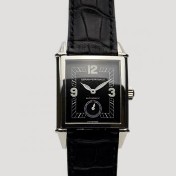 Pre Owned Girard Perregaux Black Vintage 1945 SS Leather Mens Wristwatch 30 MM