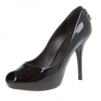Louis Vuitton Amarante Patent Oh Really! Peep Toe Pumps Size 37