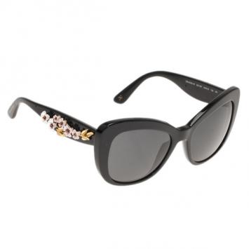 Dolce and Gabbana Black Almond Flowers Cat Eye Sunglasses