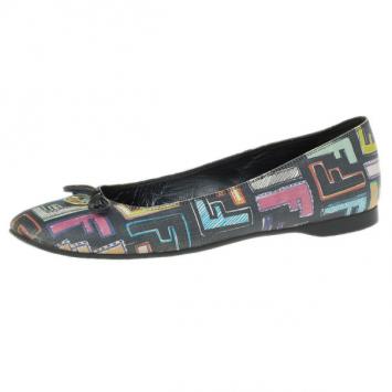 Fendi Multi Colored Zucca Spalmati Ballet Flats Size 38
