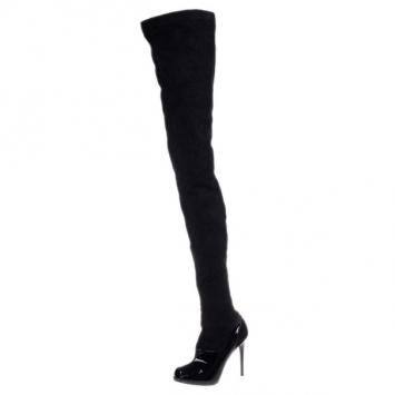 Stella McCartney Black Patent Leather and Suede Over The Knee Boots Size 37.5