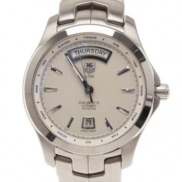Pre Owned Tag Heuer Cream Stainless Steel Calibre 5 Men's Wristwatch 40MM