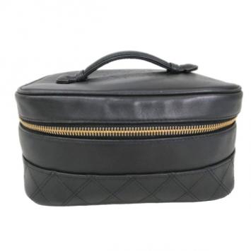 Pre Owned Chanel Black Calfskin Vanity Bag