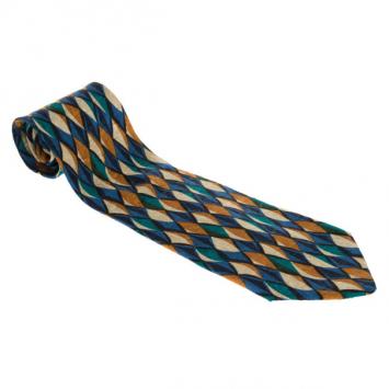 Pre Owned Ermenegildo Zegna Diamond Print Silk Tie